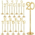 thumbnail image 4 of GUOOL Table Numbers, Decorative Table Number Holders, Wood Table Number Cards with Base, Place Card Holders for Wedding Anniversary 20pcs Golden, 4 of 9