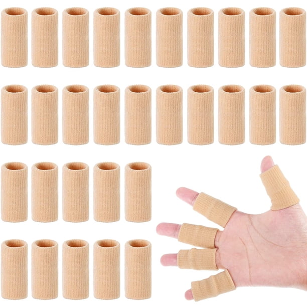 FloreceBien 30 piezas de fundas para dedos con 1 bolsa de almacenamiento, férula para pulgar, soporte protector, cinta elástica transpirable para dedos para aliviar el dolor, artritis, dedo en