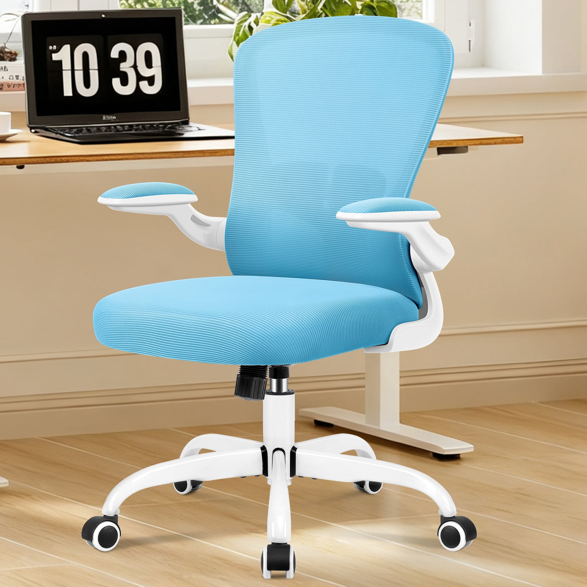 COOLHUT Office Chair, Ergonomic Desk Chair with Adjustable Lumbar Support, High Back Mesh Computer Chair with Flip-up Armrests-BIFMA Passed Task Chairs, Executive Chair for Home Office，Blue