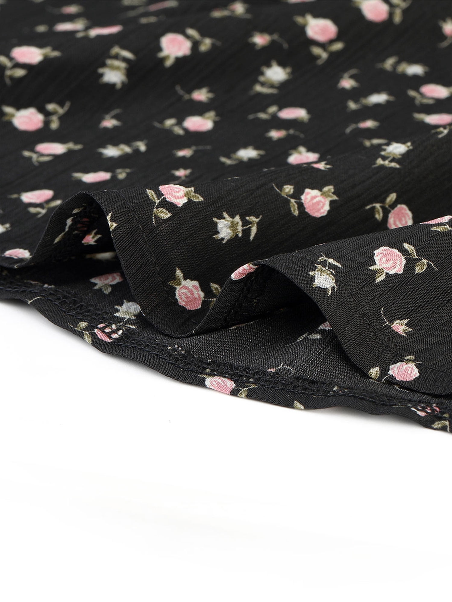 DARING DIVA Square Neck Short Sleeve Print A-Line Dress XL Black-Floral