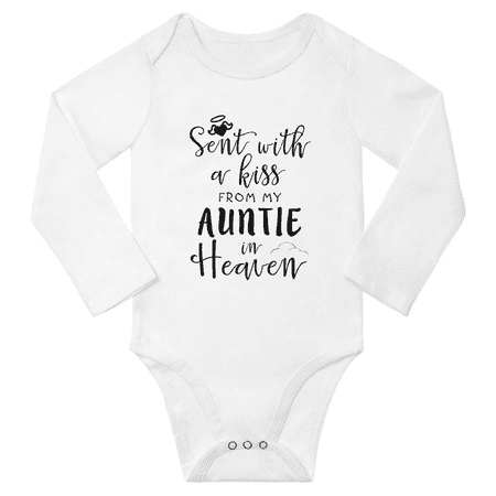 

Sent with A Kiss from My Auntie in Heaven Funny Baby Long Sleeve Boy Girl Bodysuits Unisex (White 6M)
