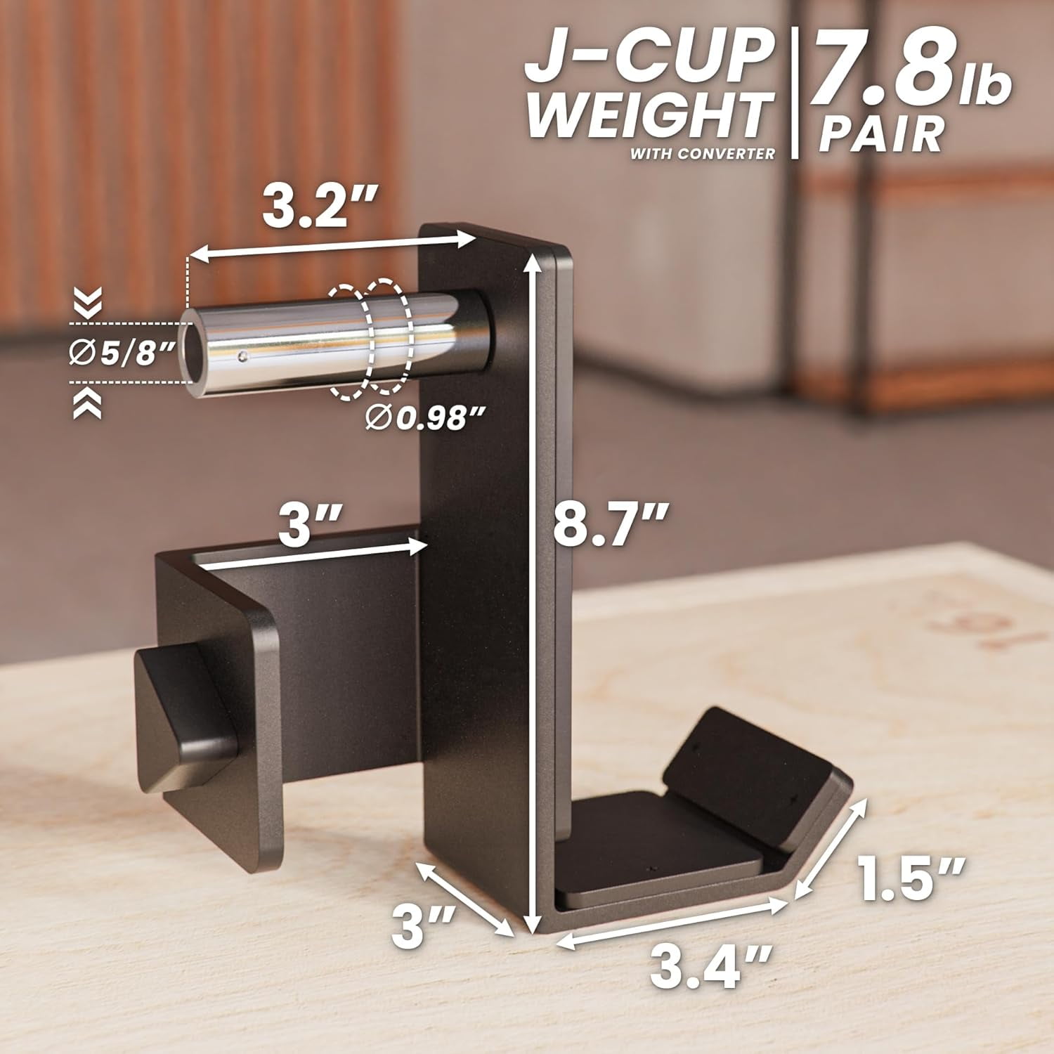 J-Hooks for Power and Squat Racks - 750 LB Capacity, 3.4 Inch Shelf, Compatible with 2x3 and 3x3 Racks