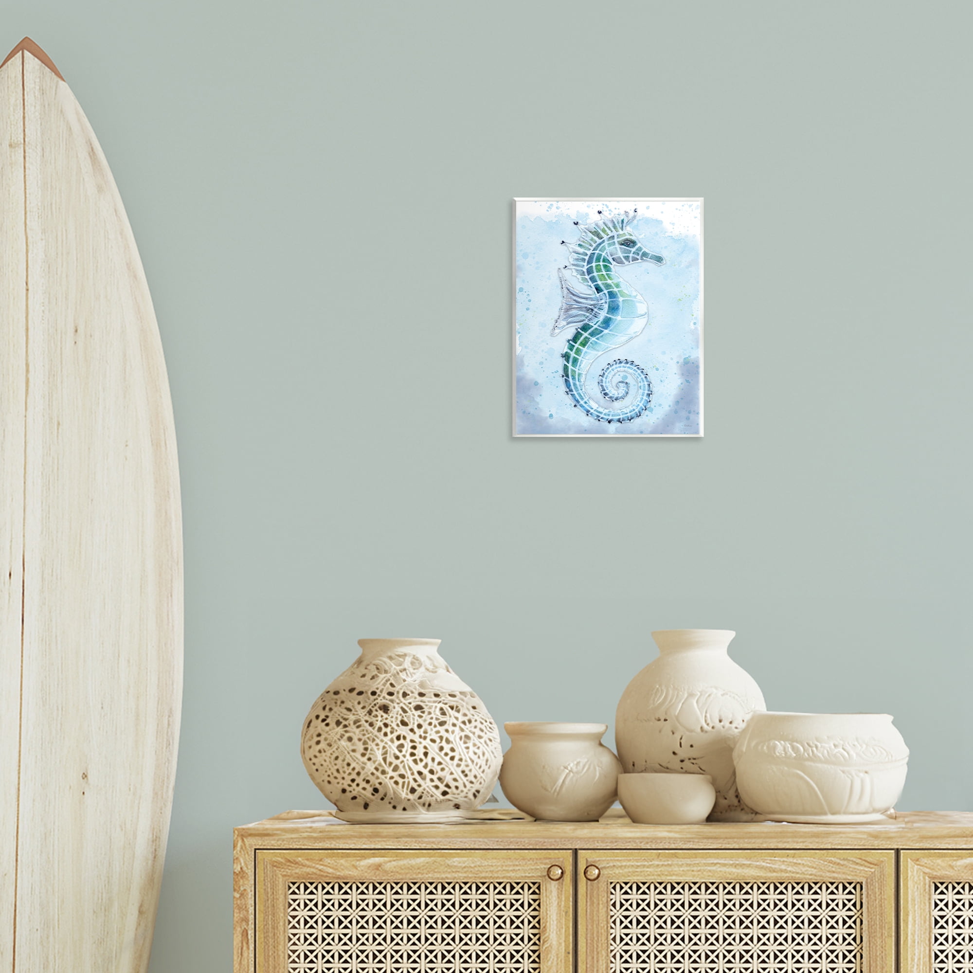 Stupell Industries Stained Glass Seahorse Nautical & Beach Painting Unframed Art Print Wall Art, 11 x 14