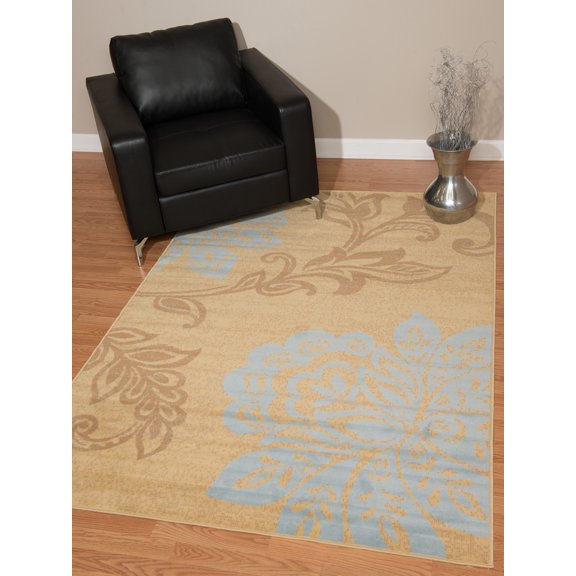 Designer Home Soft Transitional Indoor Modern Area Rug Floral
