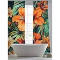 thumbnail image 5 of Burnt Orange Floral Sheer Curtains 84 Inch Length 2 Panels Set, Tropical Botanical Leaves Floral Voile Window Treatment Rod Pocket Curtains Sheers Drapes for Bedroom/Living Room/Kitchen 52"x84"x2, 5 of 7