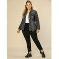 thumbnail image 3 of GRACE & GRANDEUR Women's Plus Size Long Sleeve Button Down Regular Fit Jean Denim Jacket Grey 4X, 3 of 6