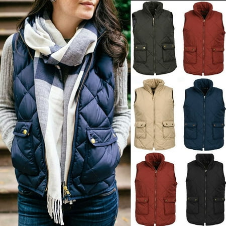 - Plus Size Women Puffer Padded Vest Jacket Gilet Ladies Sleeveless coat Snowsuit
