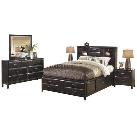 Ashley Furniture Kira 5 Pc Bedroom Set Cal King Storage Bed Dresser Mirror 2 Nightstand Black