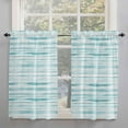 thumbnail image 2 of Teal Striped Kitchen Curtains 54 Inch Length, Farmhouse Curtains & Drapes, Watercolor Teal White Stripes Rod Pocket Window Curtains for Living Room/Bedroom/Bathroom, 42" x 54", 2 Panels, 2 of 5