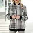 thumbnail image 4 of Winter Fleece Jackets for Women Casual Women's Checkered Striped Fabric Medium Long Sleeved Pocket Zipper Jacket, Size S-2XL, 4 of 5