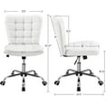thumbnail image 2 of OWNEN Armless Desk Chair Modern Tufted Office Chair Faux Leather Upholstered Computer Chair with Adjustable Seat Height and Rolling Wheels for Home/Office, White, 2 of 7