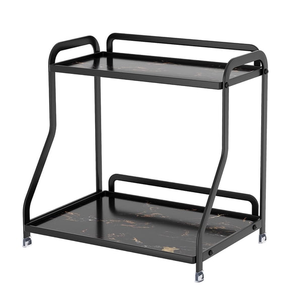 Organizador de encimera de baño, organizador de maquillaje, soporte multiusos, bandeja de Perfume, exhibición de cosméticos para maquillaje, cocina y 2 capas negro
