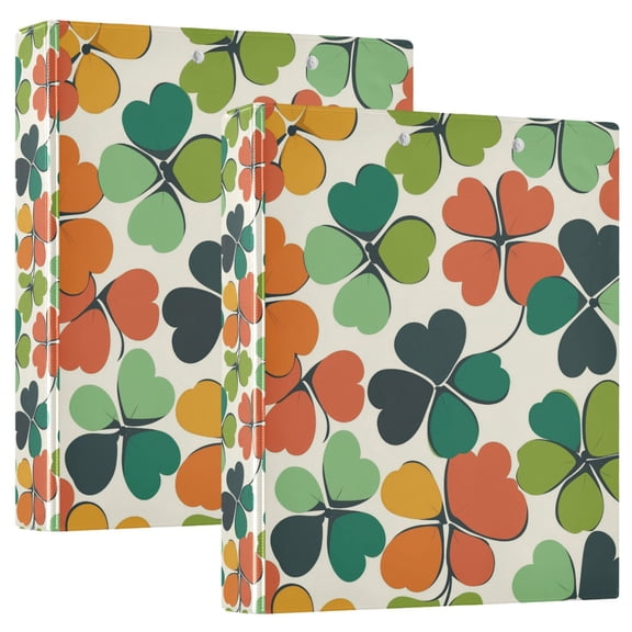 FORMRS 3 Ring Binder 1.5 inch with Pockets Set of 2 Clip Board 200 Sheets Capacity, White Clover Pattern