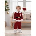 thumbnail image 6 of RUINIXCW Kids Toddler Baby Girl Boy Christmas Santa Costume Xmas Cosplay Outfit Long Sleeve Plush Lapel Velvet Button Down Jacket Coat and Pants Set Hat, 6 of 10