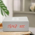 thumbnail image 3 of Réveil Numérique en Bois avec Fonction de Recharge Sans Fil Réveil Numérique Multifonction 3 Affichages LED d'Alarme, 3 of 12