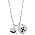 thumbnail image 1 of Delight Jewelry Silvertone 3-D Graduation Hat with 2022 Silvertone Script Initial Disc - H - Charm Necklace, 20"+3", 1 of 4