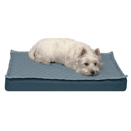 UPC: 0842229127010 | FurHaven Pet Products Quilt-Top Convertible Indoor-Outdoor Deluxe Orthopedic Pet Bed for Dogs & Cats – Calm Blue Medium