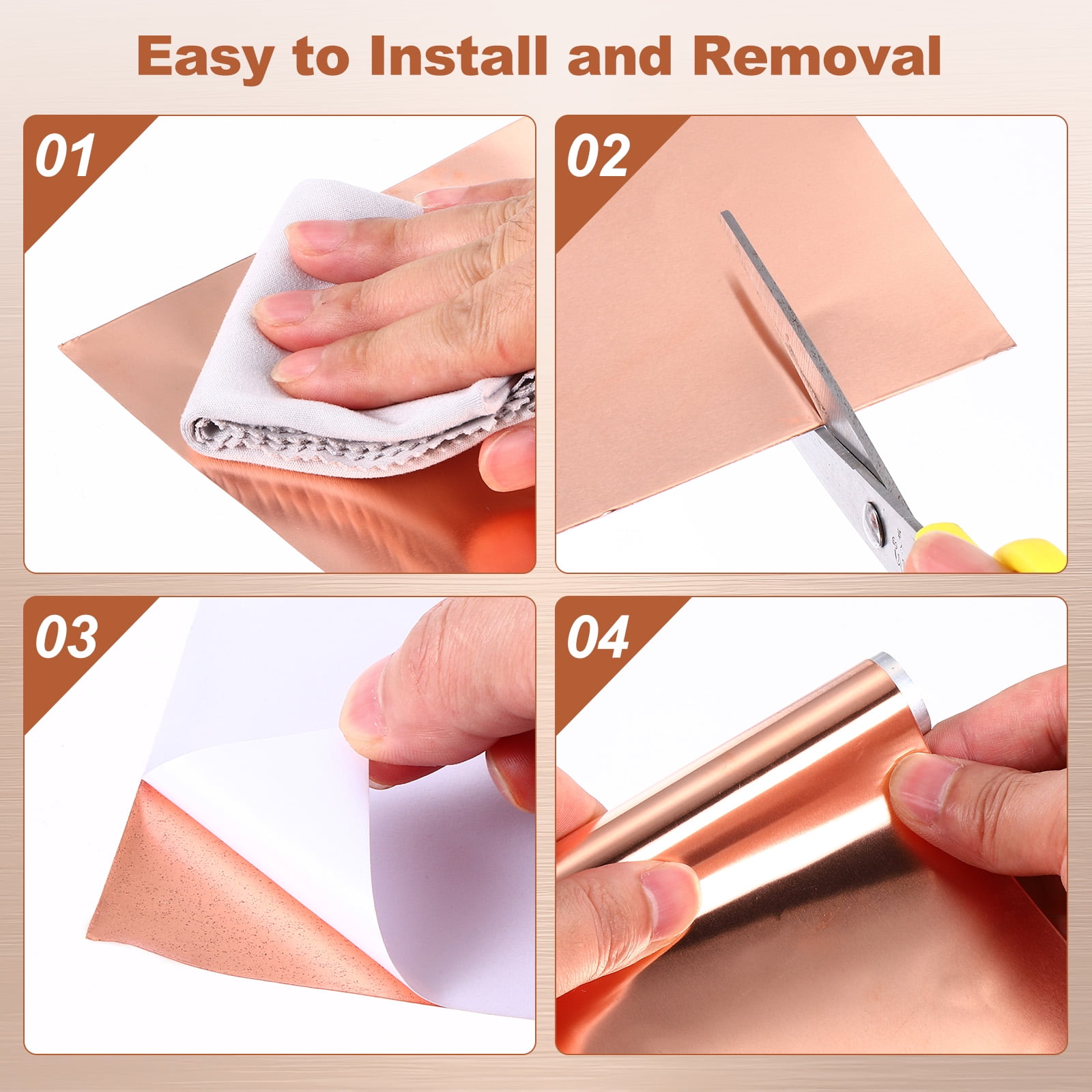 Uxcell Double-Sided Conductive Copper Foil Sheets 300 x 225 x 0.05mm High Conductivity Copper Tape for Guitar Grounding