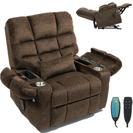 LITVZ Triple Motor Zero Gravity Power Lift Recliner Chair for Elderly, Extra Wide Lay Flat Recliner with Lifts Vertically, Legs Elevated Above The Heart, Heat Massage, Arm Storage & Cup Holders