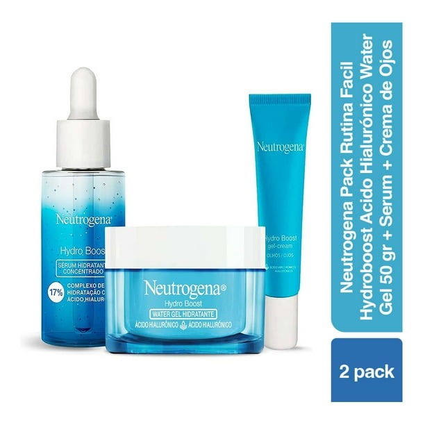 Pack Rutina facial Neutrogena Hydro Boost Ácido Hialuronico Water Gel 50 gr + Serum + Crema de Ojos