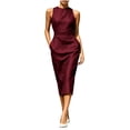 thumbnail image 2 of NTACZA Summer Dresses for Women Midi Sleeveless Wedding Guest Dresses Round Neck Bodycon Casual Red XXL, 2 of 5
