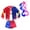 4pcs, variant on Girls Shiny Red & Blue Split Color Costume Set, Kids Jacket Shorts Outfit for Halloween Dress Up & Themed Party
