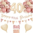 thumbnail image 2 of YANSION 40th Birthday Decorations for Women Lady, Retro Blush Pink Balloons, 40th Birthday Banner, Triangle Flag Banner, 40th Birthday Balloons, Rose Gold White Sand Nude Balloon Set, 2 of 7