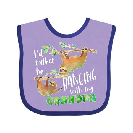 

Inktastic I d Rather Be Hanging with My Grandpa- Cute Sloths Gift Baby Boy or Baby Girl Bib