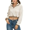 thumbnail image 1 of Sweat à Capuche Color Block pour Femmes Manches Longues Col Zippé pour Activité Extérieure Beige m, 1 of 6