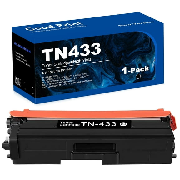 TN433 High Yield Toner Cartridge 1 Pack Black Compatible for Brother TN-433 MFC-L8610CDW Printer