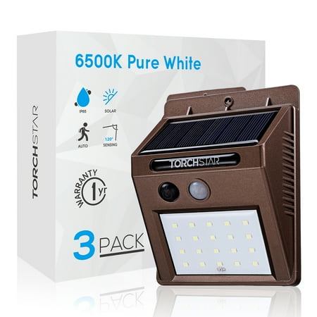 

TORCHSTAR LED Solar Motion Sensor Lights for Yard Wireless Waterproof 6500K Pure White Oil Rubbed Bronze Pack of 3