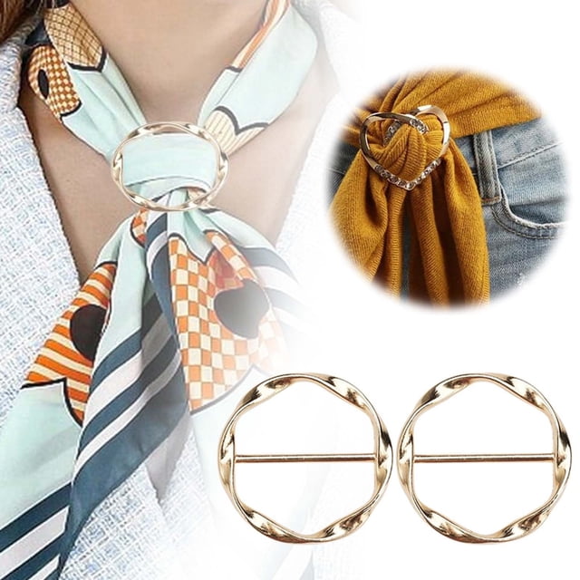 WIFKLSIIPG Stylish Fashion Scarf Clip with High End Clothing Accessory Ring Pearl and Rhinestone Decoration(Gold Plating)
