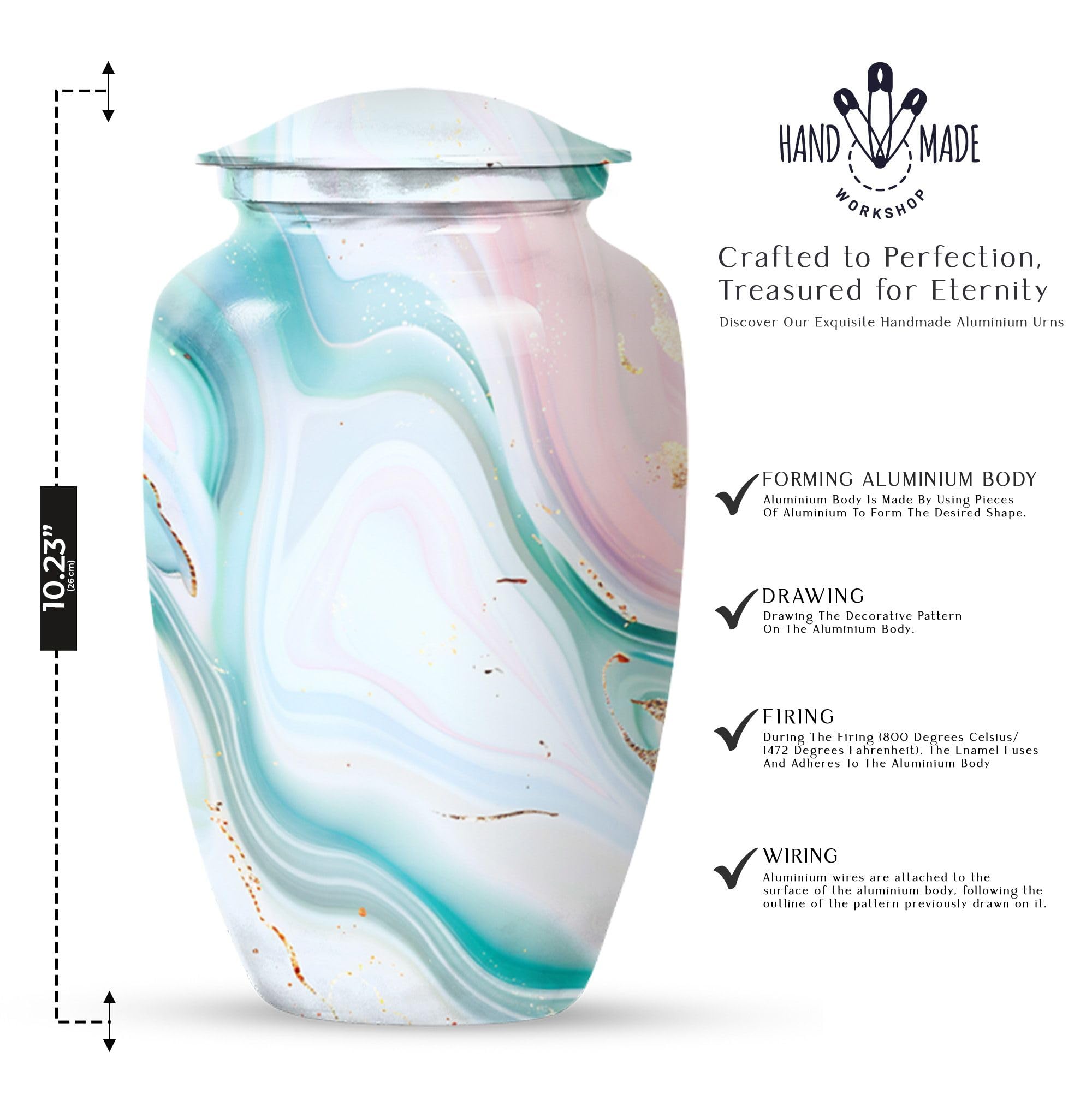SUBSH Celestial Harmony Funeral Urns, Urn, Combo of 2 (10 Inch Urn & Keepsake Urn), Cremation Urns, Urns for Dogs, Dog Urn, Multicolor Urns, Small Urns for Ashes, Pet Urns for Ashes