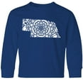 thumbnail image 3 of Inktastic Nebraska Silhouette Mandala Long Sleeve Youth T-Shirt, 3 of 5