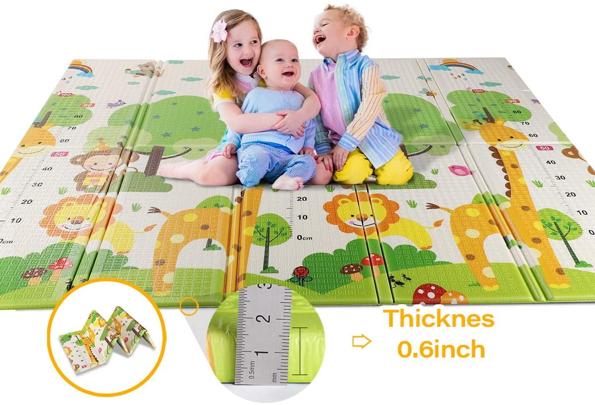 77.6" x 68.9" 0.4" Folding Baby Play Mat  Large Reversible Crawling Kid PlayMat 