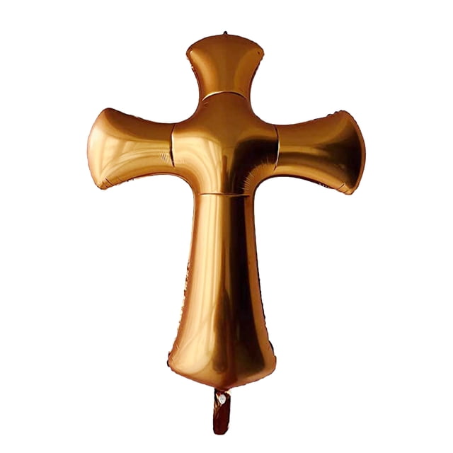 Raindrops Aluminium Film Golden Cross Shape Balloons for First Party 1Pack