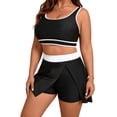 thumbnail image 4 of Womens Swimsuits Tankini Plus Size Deep V Neck Slimming Tummy Control Swim Dress with Bottom Two Piece Bathing Suits Woman, 4 of 8