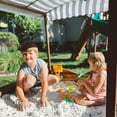 thumbnail image 7 of KidKraft Outdoor Covered Wooden Sandbox with Bins and Striped Canopy, 7 of 7