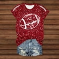 thumbnail image 4 of Game Day T-Shirts Women Sequin Football Love Heart Printed Short Sleeve Crewneck Tops 2025 Trendy Casual Classic Fit Tees Z003-Red XL, 4 of 5