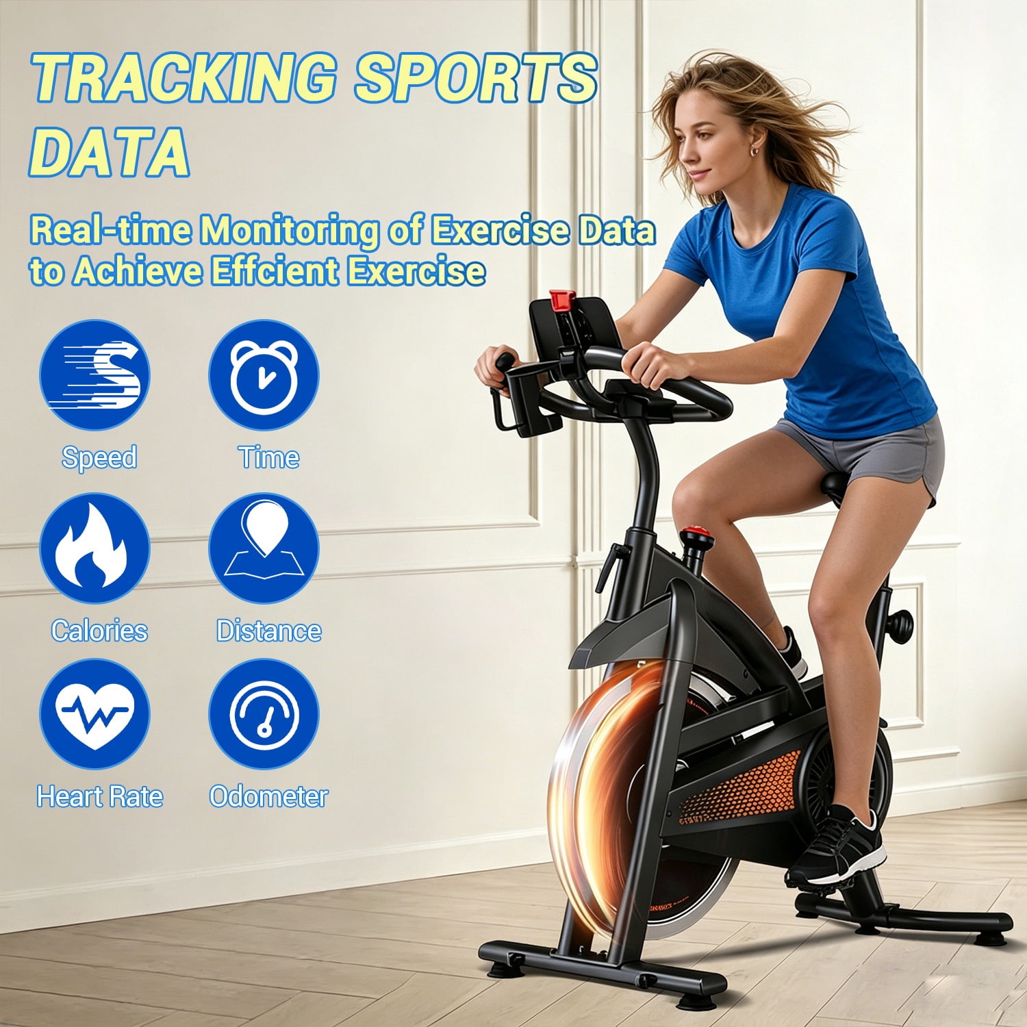 ROBORE Magnetic Indoor Cycling Bike, Adjustable Resistance, 300 lbs Capacity, Padded Comfort Seat for Home Use