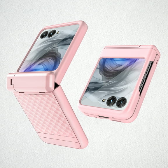 Allytechgroup Moto Razr Ultra 2025 Case with Screen Protector, Invisible Kickstand Full Body Shockproof Rugged Bumper Hinge Protection Anti-Scratch Phone Case for Motorola Razr Ultra 2025, Pink