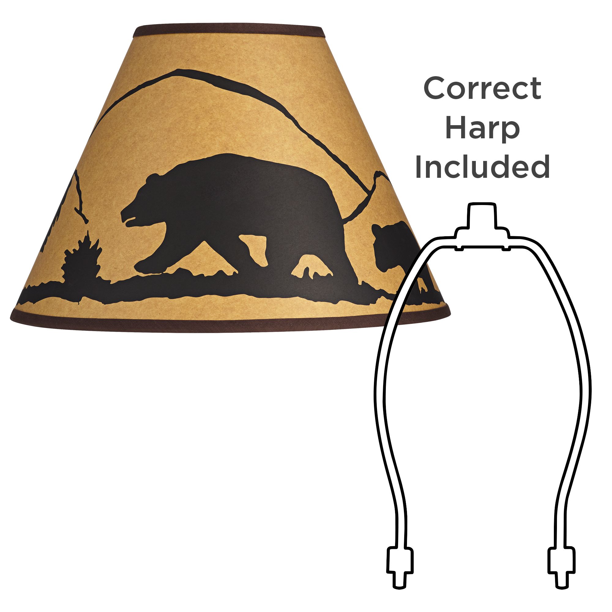 Springcrest Set of 2 Empire Print Lamp Shades Black Brown Medium 6" Top x 14" Bottom x 10.75" High Spider Harp and Finial Fitting