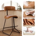 thumbnail image 4 of Memoryfield Bar Stools Set of 2, Modern Counter Height Stools with Back, Faux Leather Bar Chairs with Ergonomic Backrest & Metal Legs for Kitchen Island, Home Bar, Brown, 4 of 8