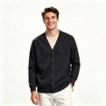 thumbnail image 2 of Men's V Neck Button Knit Cardigan, Long Sleeve Loose Fit Casual Sweater Outwear Tops, Men's Size S-3XL, 2 of 5