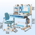 thumbnail image 5 of AurumEdge Kids Desk and Chair Set, Height Adjustable Kids Study Desk with Widened Tabletop, with Sitting Corrector, Ergonomic Spine Protect, for Boys & Girls 3+ (Blue), 5 of 8