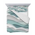 thumbnail image 7 of Quilts Queen Size Bedding Set, Teal Ombre Lightweight Quilted Comforter, Modern Geometric Moire Abstract Art Soft Reversible Bedspread Coverlet with Pillow Covers for All Season, 90" x 96", 7 of 7