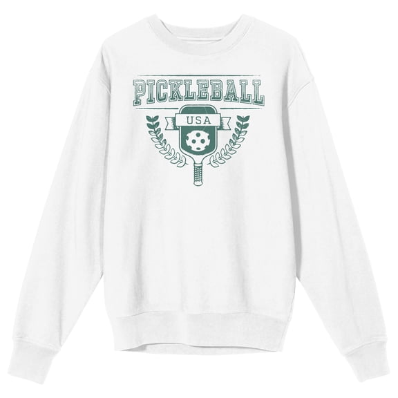 Pickleball USA Women's White Crew Neck Sweatshirt-Medium