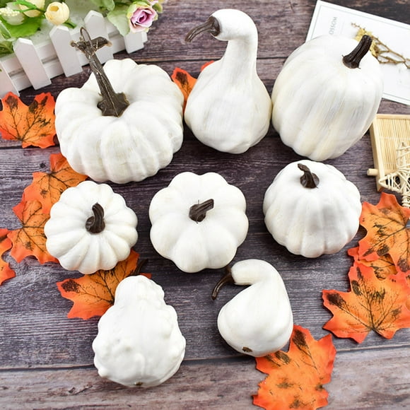 EGNMCR Christmas Decorations, Christmas Gifts 8 Pack Small Artificial Lifelike Cucurbit Fall Crop Mini Pumpkins For Home Garden Thanksgiving Or Halloween Decoration Pumpkin Prop
