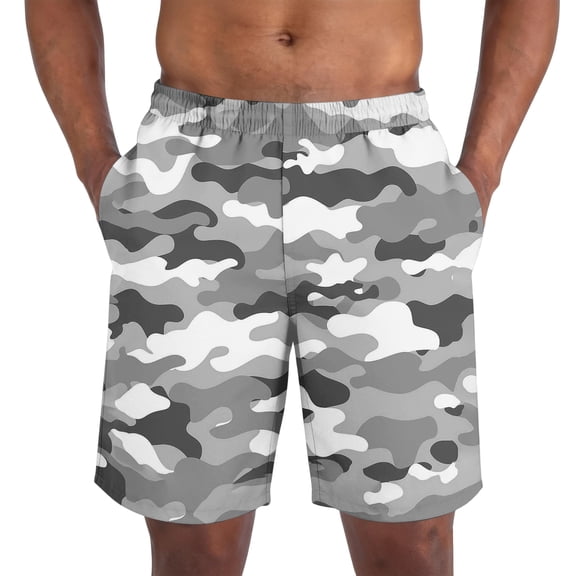 Dresfit Camo Shorts for Men Knee Length Drawstring Beach Shorts Summer 2026 Elastic Waist Big and Tall Short Pants Breathable Graphic Bermuda Shorts with Pockets M