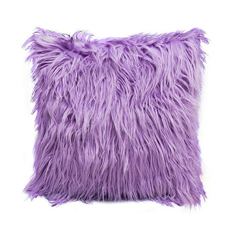 Tommyfit Soft Fluffy Fur Solid Color Square Home Decor Throw Pillow Case Cushion Cover